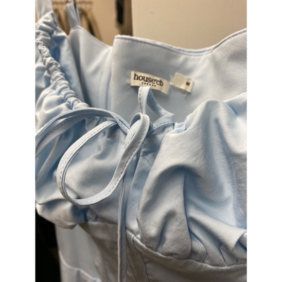 HOUSE OF CB 'Carmen' Soft Blue Cotton Bustier Sundress Size M - Picture 6 of 7